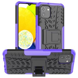 Samsung Galaxy A03 Skal Däckmönster Stativfunktion Lila
