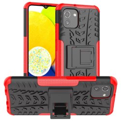 Samsung Galaxy A03 Skal Däckmönster Stativfunktion Röd