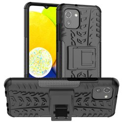 Samsung Galaxy A03 Skal Däckmönster Stativfunktion Svart