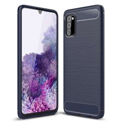 Samsung Galaxy A03s Skal Borstad Kolfibertextur Blå