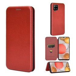 Samsung Galaxy A42 5G Fodral Kolfibertextur Röd