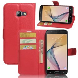 Samsung Galaxy A5 2017 Mobilplånbok Litchi PU-läder Röd