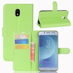 Samsung Galaxy J3 2017 Plånboksfodral Litchi PU-läder Grön