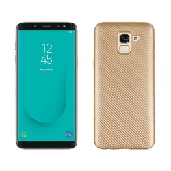 Samsung Galaxy J6 2018 Mobilskal TPU Kolfiberlook Guld
