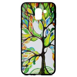 Samsung Galaxy J6 2018 Skal TPU Motiv Träd med Färgglada Löv