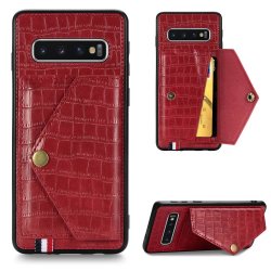 Samsung Galaxy S10 Skal Krokodilmönster Korthållare Röd