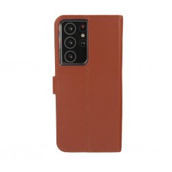 Samsung Galaxy S21 Ultra Fodral Book Case Leather Brun