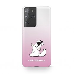 Samsung Galaxy S21 Ultra Skal Choupette Transparent Rosa