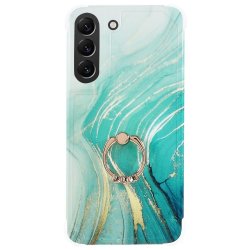 Samsung Galaxy S22 Plus Skal med Ring Marmormönster Grön