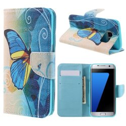 Samsung Galaxy S7 Edge Plånboksfodral Blå Fjäril