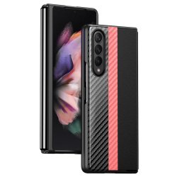 Samsung Galaxy Z Fold 4 Skal Kolfibertextur Stripe Rosa