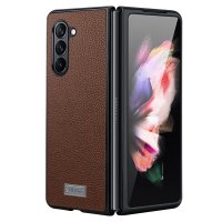 Samsung Galaxy Z Fold 5 Skal Litchi Kaffe