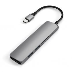 Slim USB-C MultiPort Adapter V2 med HDMI, USB 3.0 portar samt kortläsare Space Gray