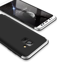 Skal till Samsung Galaxy A8 2018 Hårdplast Tredelat Silver Svart