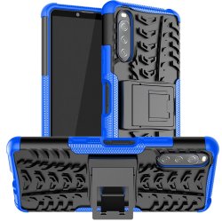 Sony Xperia 10 III Skal Däckmönster Stativfunktion Blå