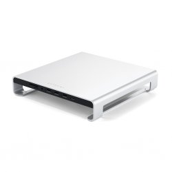 USB-C Aluminum Monitor Stand Hub för iMac, USB 3.0 portar, kortläsare och 3.5mm-uttag Silver