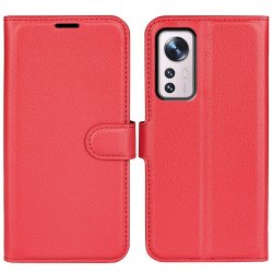 Xiaomi 12/12X Fodral Litchi Röd
