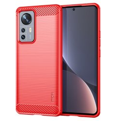 Xiaomi 12 Pro Skal Borstad Kolfibertextur Röd
