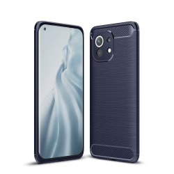 Xiaomi Mi 11 Skal Borstad Kolfibertextur Blå