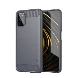 Xiaomi Poco M3 Skal Borstad Kolfibertextur Grå