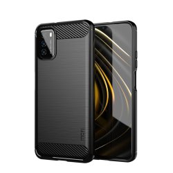 Xiaomi Poco M3 Skal Borstad Kolfibertextur Svart
