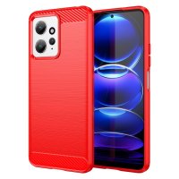 Xiaomi Redmi Note 12 Skal Borstad Kolfibertextur Röd