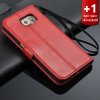 Fodral till Galaxy S6 / Plånbok / Lädertextur / Röd