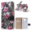 Plånboksfodral med Blommönster till Galaxy S6 Edge+ Svart