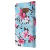 Plånboksfodral med Blommönster till Galaxy S6 Edge+ Blå