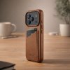 iPhone 17 Pro Skal Full Leather Wallet Case MagSafe Tan