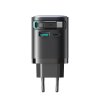 65W Väggladdare med inbyggd USB-C kabel & USB-A/USB-C uttag Svart