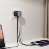 65W Väggladdare med inbyggd USB-C kabel & USB-A/USB-C uttag Svart