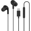 Trådade USB-C Hörlurar Type-C Earphones Svart