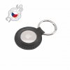 Apple AirTag Hållare Real Leather Keychain Case Svart