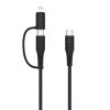 Kabel 2in1 USB-C/Lightning 60W 2m Svart