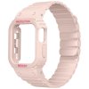 Apple Watch 44/45mm Armband med Skal Silikon Magnetstänging Rosa