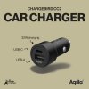 Billaddare Chargebird CC2 USB-C + USB-A 32W Svart