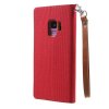 Canvas Flip Series till Galaxy S9 Plånboksfodral Tyg PU-läder TPU Röd