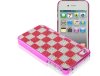 Skal Till iPhone 4/4S / Diamond Cover/Schack / Rosa & Silver