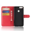 Huawei P Smart 2018 Plånboksfodral PU-läder Litchi Röd