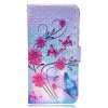 Samsung Galaxy S10 Plånboksfodral Kortfack Motiv Rosa Blommor och Fjäril