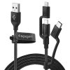C10I3 Micro USB-kabel 1.5 m med Type C och Lightning-adapter Svart