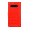 Samsung Galaxy S10 Plus Plånboksfodral Kortfack Blockmönster Röd