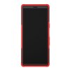 Sony Xperia 10 Plus Skal Däckmönster Stativ TPU Hårdplast Röd