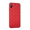 iPhone X/Xs Skal Rhombus Cross Stitch PU-läder TPU Röd