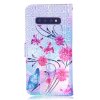 Samsung Galaxy S10 Plånboksfodral Kortfack Motiv Rosa Blommor och Fjäril