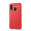 Samsung Galaxy A40 Skal Borstad Kolfibertextur TPU Röd