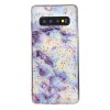 Samsung Galaxy S10 Skal Gulddetaljer TPU Motiv Ljusblå Marmor