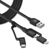 C10I3 Micro USB-kabel 1.5 m med Type C och Lightning-adapter Svart