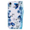 iPhone Xr Plånboksfodral Kortfack Motiv Blåa Blommor och Fjärilar
